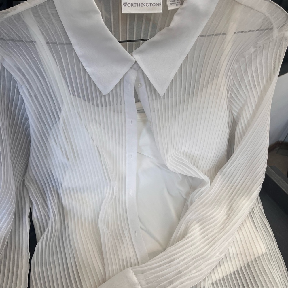 Worthington White Sheer Blouse Set